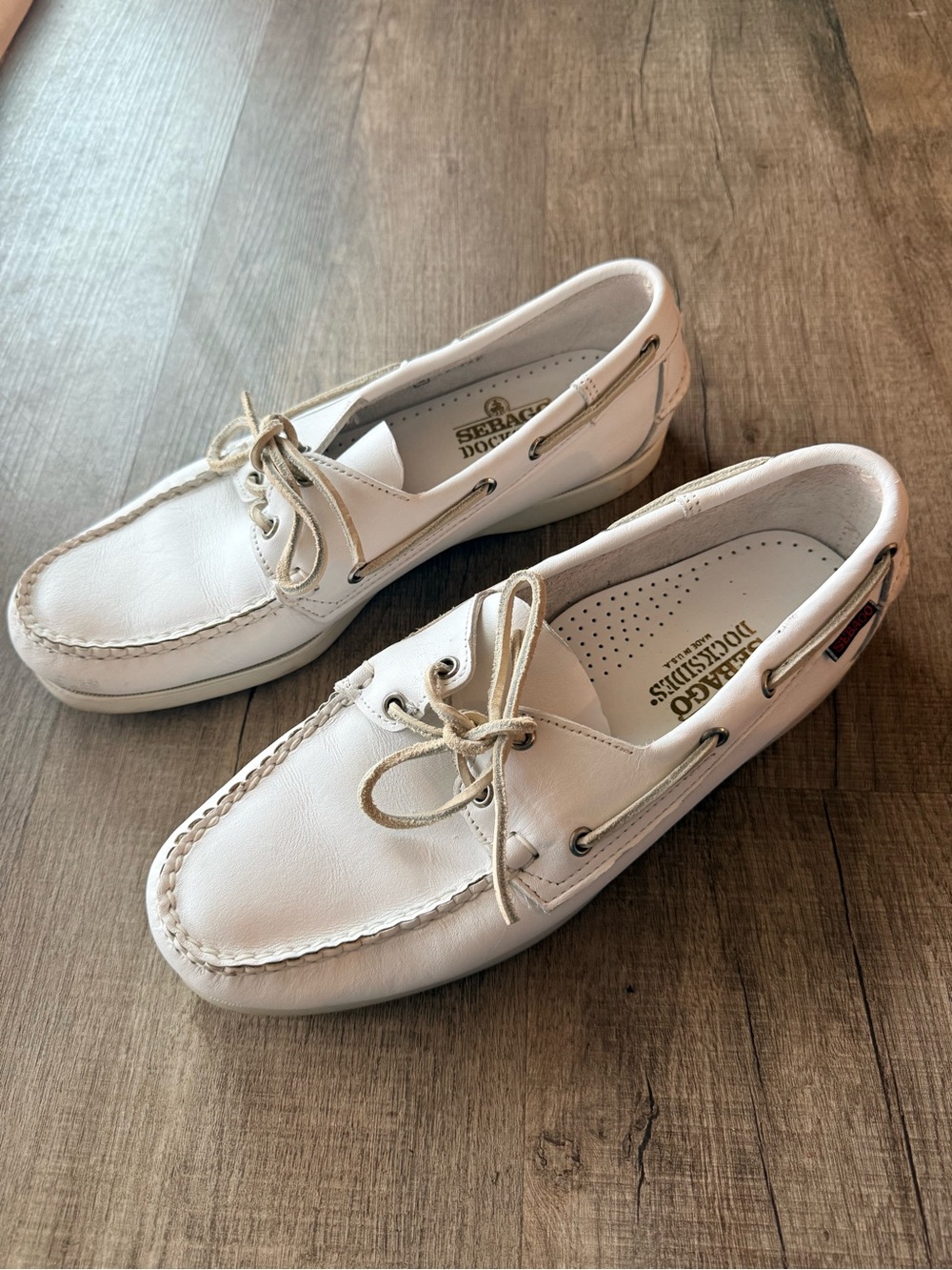 Sebago White Leather Men’s Boat Shoes